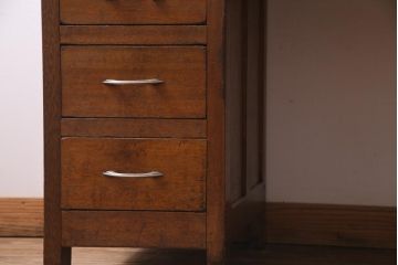 アンティーク家具　昭和レトロ　ラワン材　ワイドサイズの両袖デスク(机、在宅ワーク、在宅用カウンター)