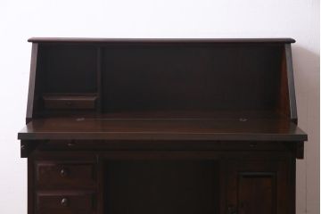 絶版品!　北海道民芸家具　風格漂う両袖ライティングビューロー(デスク、在宅ワーク、在宅用両袖机)(1)