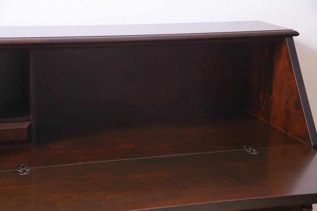 絶版品!　北海道民芸家具　風格漂う両袖ライティングビューロー(デスク、在宅ワーク、在宅用両袖机)(1)