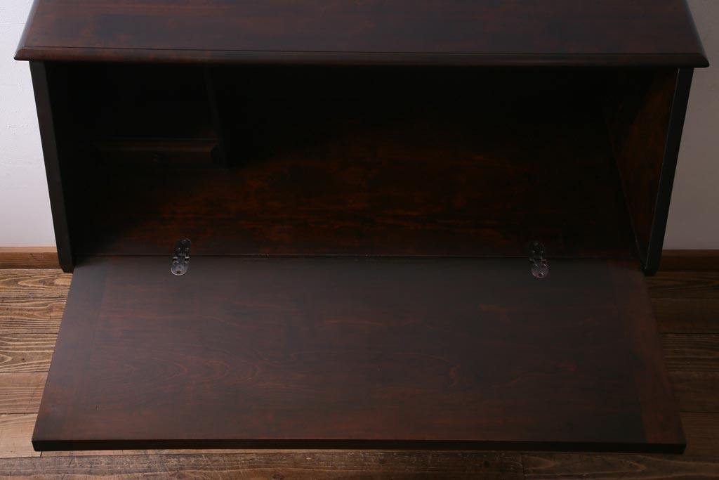 絶版品!　北海道民芸家具　風格漂う両袖ライティングビューロー(デスク、在宅ワーク、在宅用両袖机)(1)