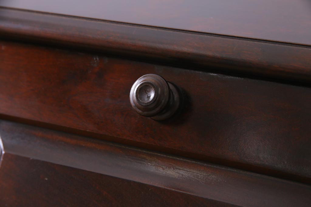 絶版品!　北海道民芸家具　風格漂う両袖ライティングビューロー(デスク、在宅ワーク、在宅用両袖机)(1)