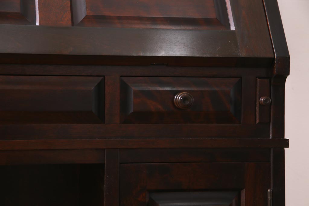 絶版品!　北海道民芸家具　風格漂う両袖ライティングビューロー(デスク、在宅ワーク、在宅用両袖机)(1)