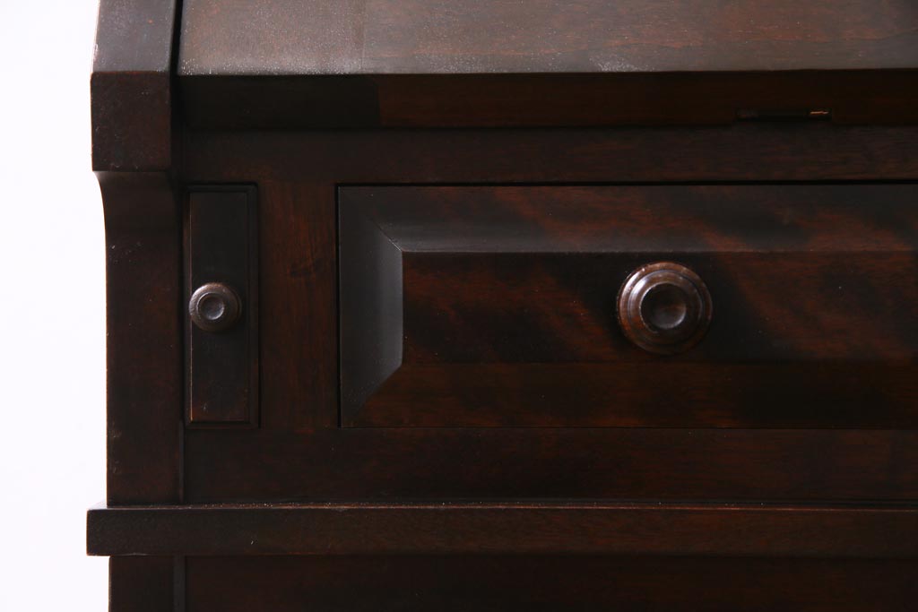 絶版品!　北海道民芸家具　風格漂う両袖ライティングビューロー(デスク、在宅ワーク、在宅用両袖机)(1)