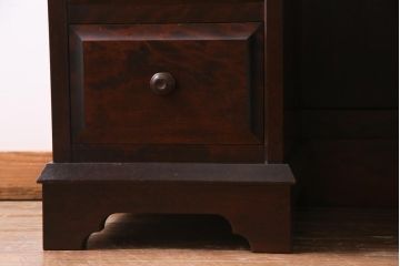 絶版品!　北海道民芸家具　風格漂う両袖ライティングビューロー(デスク、在宅ワーク、在宅用両袖机)(1)