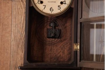 ビンテージ雑貨　堀田時計店　N.H.T　SILVERFAN　内部交換済・電池式　振り子掛時計(柱時計、壁掛け時計)