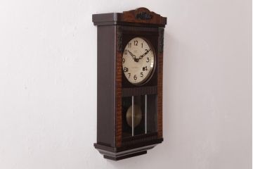 アンティーク雑貨　AIKOSHA(愛工舎)　堀田時計店　CROWNFAN　手巻き式　掛時計(柱時計、壁掛け時計)(R-036465)