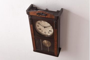 アンティーク雑貨　AIKOSHA(愛工舎)　堀田時計店　CROWNFAN　手巻き式　掛時計(柱時計、壁掛け時計)(R-036465)