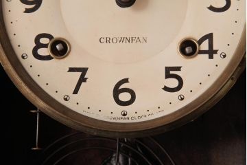 アンティーク雑貨　AIKOSHA(愛工舎)　堀田時計店　CROWNFAN　手巻き式　掛時計(柱時計、壁掛け時計)(R-036465)