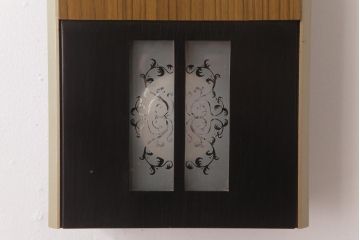 レトロ雑貨　Meiji(明治時計社)　30DAY　手巻き　ガラス窓がおしゃれなゼンマイ式振り子時計(柱時計、掛け時計)