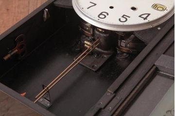 レトロ雑貨　Meiji(明治時計社)　30DAY　手巻き　ガラス窓がおしゃれなゼンマイ式振り子時計(柱時計、掛け時計)