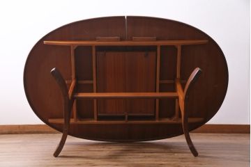 ヴィンテージ家具　G-PLAN(ジープラン) 北欧家具　チーク材　オーバル型のシンプルなエクステンションテーブル(ダイニングテーブル、ビンテージ)
