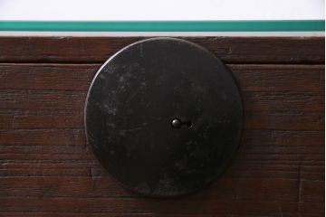 アンティーク家具　ガラス天板　明治期の時代箪笥をリメイクしたセンターテーブル(ローボード、引き出し)