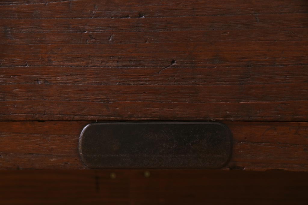 アンティーク家具　ガラス天板　明治期の時代箪笥をリメイクしたセンターテーブル(ローボード、引き出し)