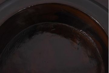 アンティーク雑貨　会津漆器　朱赤の漆塗りが美しい高台付き丸盆(丸膳)(R-036480)