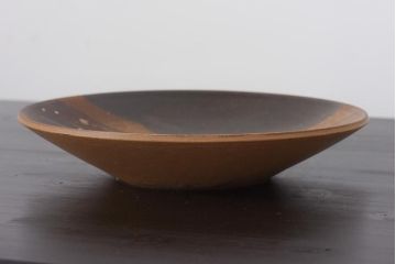 アンティーク雑貨　大甕陶苑　大甕焼　竹内彰　1.2尺鉄釉千鳥文皿(共箱付き)