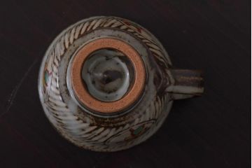 人間国宝　島岡達三　象嵌赤絵　草花文コーヒーセット(カップ&ソーサー、クリーマー、シュガーポット)