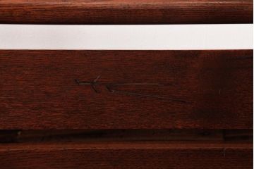 アンティーク家具　和風インテリア　エンジュ材　折り鶴の透かし彫りが魅力的な二つ折り衣桁(着物掛け、ハンガーラック)