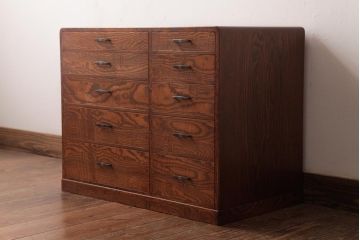 中古　江戸指物家具　タモ材・桐材　漆塗り　整理タンス(引き出し、箪笥、桐箪笥、桐たんす)