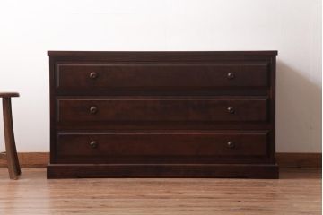 中古　北海道民芸家具　リメイク　シックな雰囲気漂うローチェスト(引き出し、テレビボード)(2)