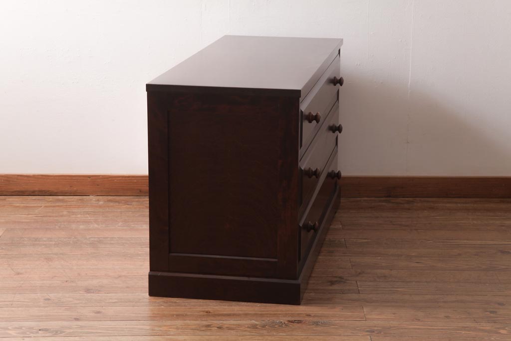 中古　北海道民芸家具　リメイク　シックな雰囲気漂うローチェスト(引き出し、テレビボード)(2)