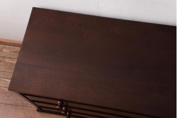 中古　北海道民芸家具　リメイク　シックな雰囲気漂うローチェスト(引き出し、テレビボード)(2)