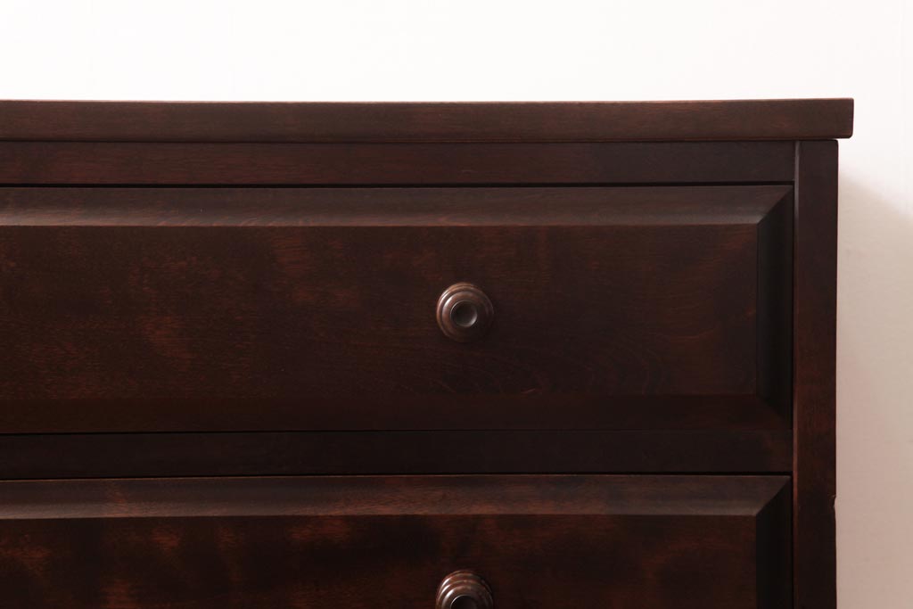 中古　北海道民芸家具　リメイク　シックな雰囲気漂うローチェスト(引き出し、テレビボード)(2)