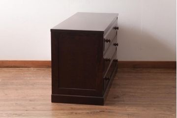 中古　北海道民芸家具　リメイク　シックな雰囲気漂うローチェスト(引き出し、テレビボード)(2)