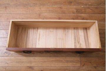 リメイク家具　伝統工芸　岩谷堂　天板栗無垢材　桐文金具　ベンチローボード(引き出し、タンス)