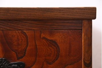 リメイク家具　伝統工芸　岩谷堂　天板栗無垢材　桐文金具　ベンチローボード(引き出し、タンス)