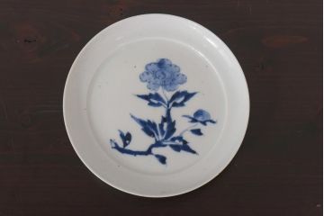 アンティーク雑貨　江戸期　牡丹の図　染付皿2枚セット(和食器)(R-036511)