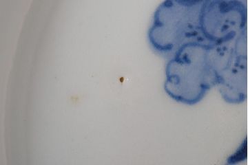 アンティーク雑貨　江戸期　牡丹の図　染付皿2枚セット(和食器)(R-036511)