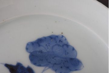 アンティーク雑貨　江戸期　牡丹の図　染付皿3枚セット(和食器)(R-036512)