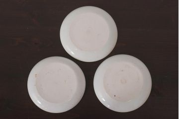 アンティーク雑貨　江戸期　牡丹の図　染付皿3枚セット(和食器)(R-036512)