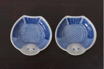 アンティーク雑貨　江戸後期　ふくら雀　小皿2枚セット(和食器)(R-036513)