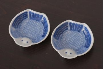 アンティーク雑貨　江戸後期　ふくら雀　小皿2枚セット(和食器)(R-036513)