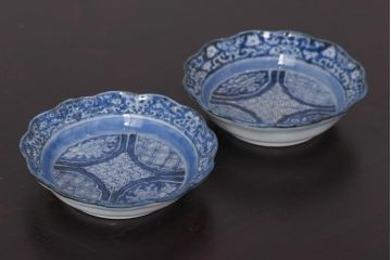 アンティーク雑貨　古伊万里　江戸期の染付皿2枚セット(和食器)(R-036515)
