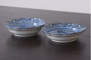 アンティーク雑貨　古伊万里　江戸期の染付皿2枚セット(和食器)(R-036516)