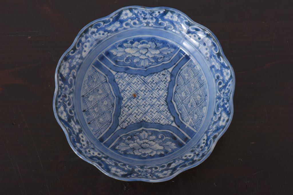 アンティーク雑貨　古伊万里　江戸期の染付皿2枚セット(和食器)(R-036516)