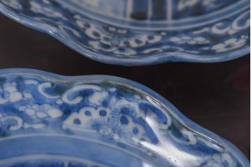 アンティーク雑貨　古伊万里　江戸期の染付皿2枚セット(和食器)(R-036516)