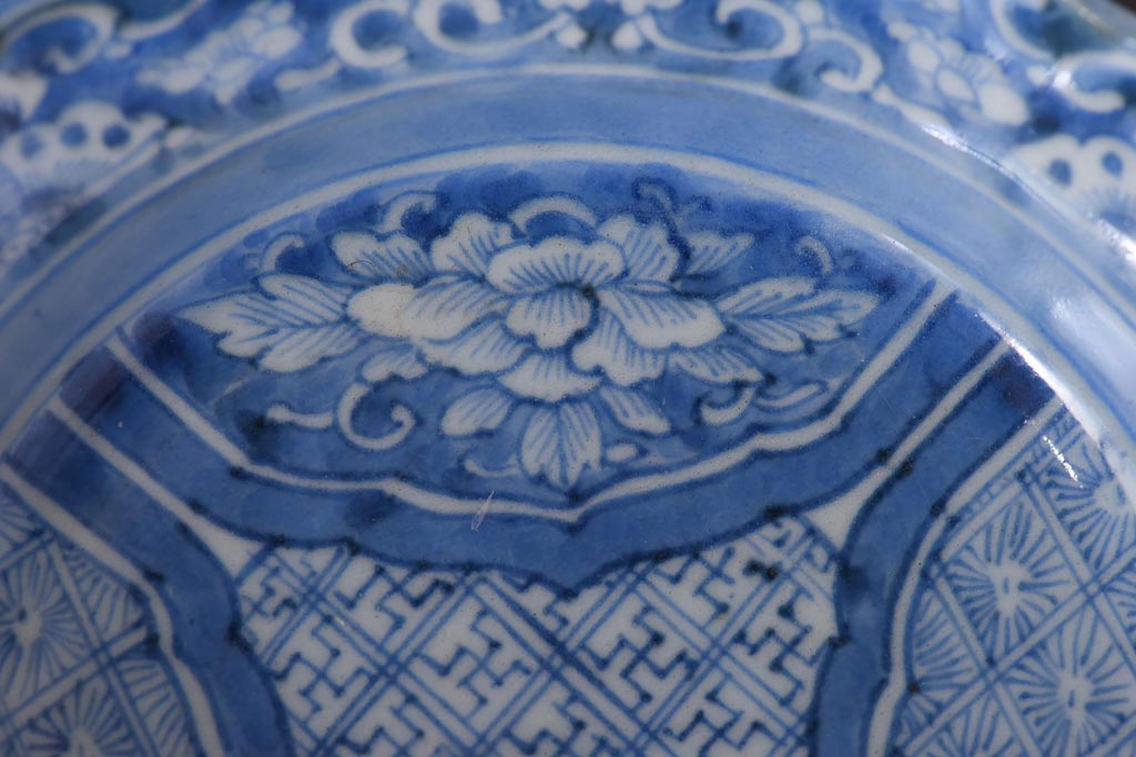 アンティーク雑貨　古伊万里　江戸期の染付皿2枚セット(和食器)(R-036516)