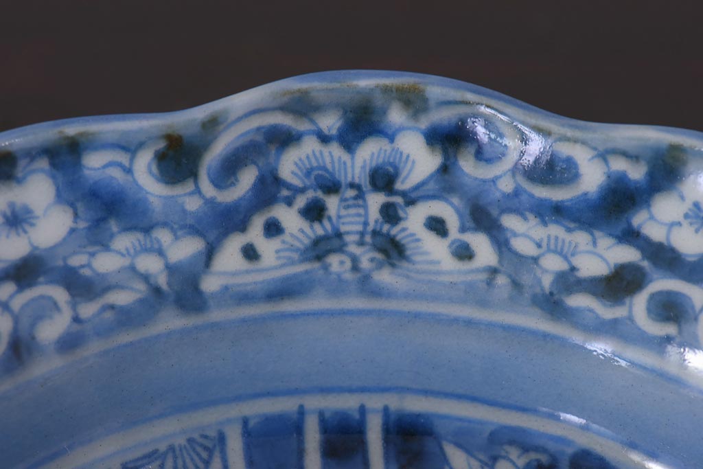 アンティーク雑貨　古伊万里　江戸期の染付皿2枚セット(和食器)(R-036516)