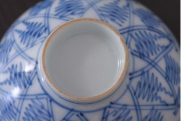 アンティーク雑貨 染付 大正昭和初期の湯呑2客セット(和食器)(R-036517)