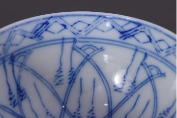 アンティーク雑貨　染付　大正昭和初期の湯呑2客セット(和食器)(R-036518)