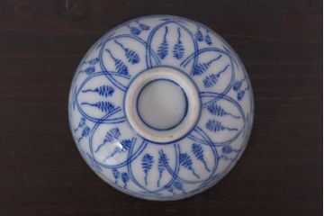 アンティーク雑貨　染付　大正昭和初期の湯呑2客セット(和食器)(R-036518)