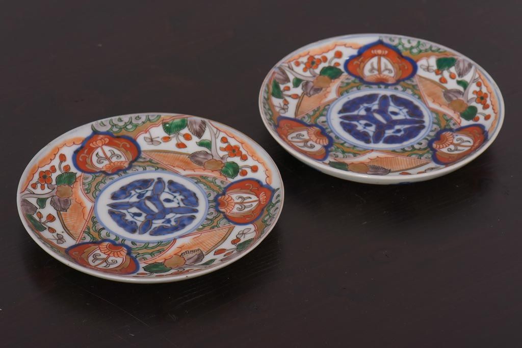 アンティーク雑貨　明治期　色絵　伊万里　6寸5分皿2枚セット(和食器)(R-036520)