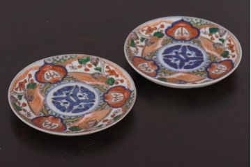 アンティーク雑貨　明治期　色絵　伊万里　6寸5分皿2枚セット(和食器)(R-036520)