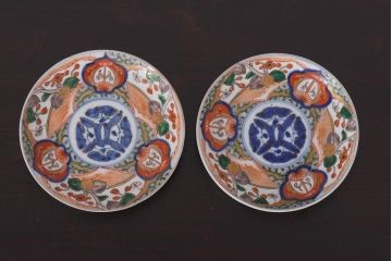 アンティーク雑貨　明治期　色絵　伊万里　6寸5分皿2枚セット(和食器)(R-036520)