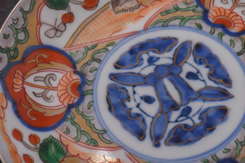 アンティーク雑貨　明治期　色絵　伊万里　6寸5分皿2枚セット(和食器)(R-036520)