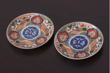 アンティーク雑貨　明治期　色絵　伊万里　6寸5分皿2枚セット(和食器)(R-036520)