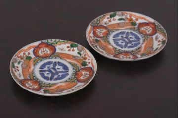 アンティーク雑貨　明治期　色絵　伊万里　6寸5分皿2枚セット(和食器)(R-036521)